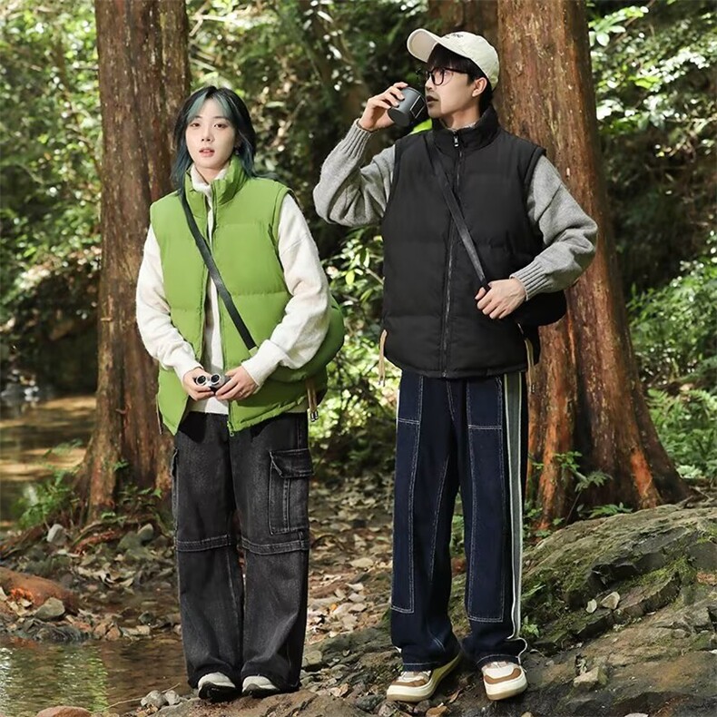送背包双面穿棉马甲男女韩版潮流保暖2024冬季ins棉衣MF252-P70,男装棉衣,星座412-3