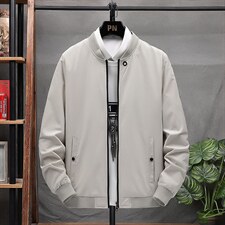 秋季爸爸装商务休闲纯色立领夹克中年男士薄款外套时尚百搭男装，男装夹克，电商B212（原钱塘6029）