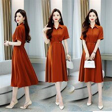 衬衫连衣裙女夏季2022年新款长裙气质显瘦裙子，女装连衣裙，雅佳俏