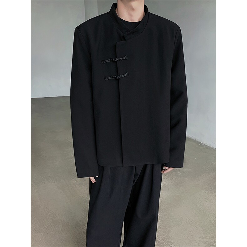 设计感盘扣西装外套男女复古新中式短款西服XF423P108,男装西服套装,星座512-1（原513-3）