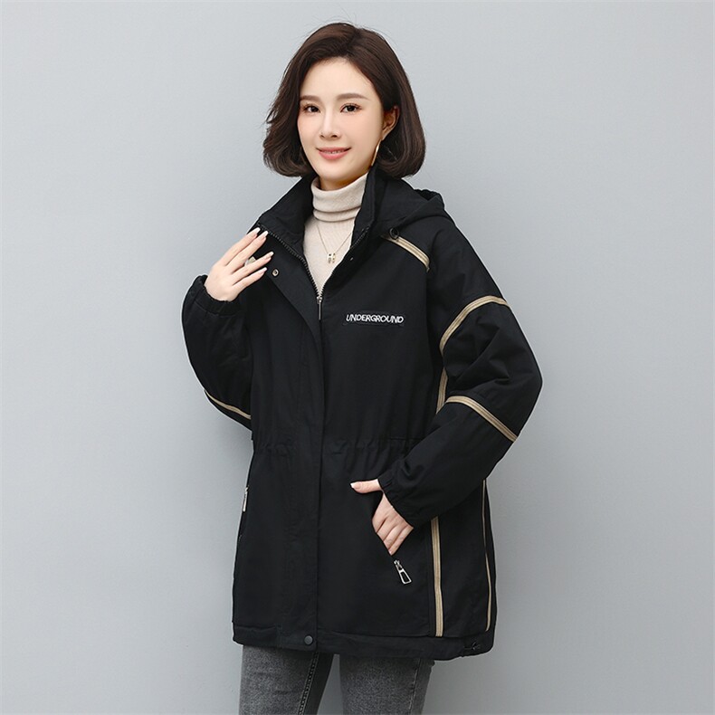 2022年冬季时尚潮流中长款休闲加绒加厚派克服，女装派克服，独衣靓