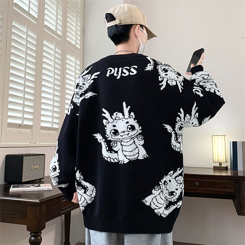 83488-P60秋冬新款休闲毛衣男长袖针织衫港风宽松毛衣打底衫,男装针织衫/毛衣,电商D310B