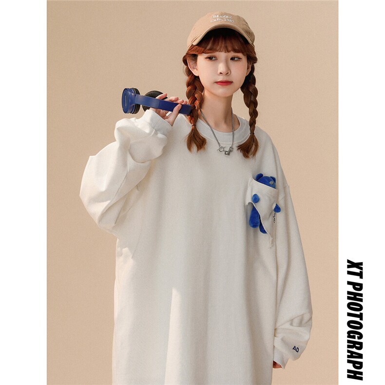 1中性风小熊卫衣女大码M-5XL情侣女潮套头卫衣男WY8745P60控88，男装卫衣，星座226-2