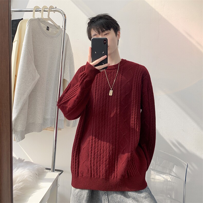 8XL-M圆领毛衣男秋冬季宽松慵懒套头麻花针织衫毛线衣MY19005P68,男装针织衫/毛衣,电商B312