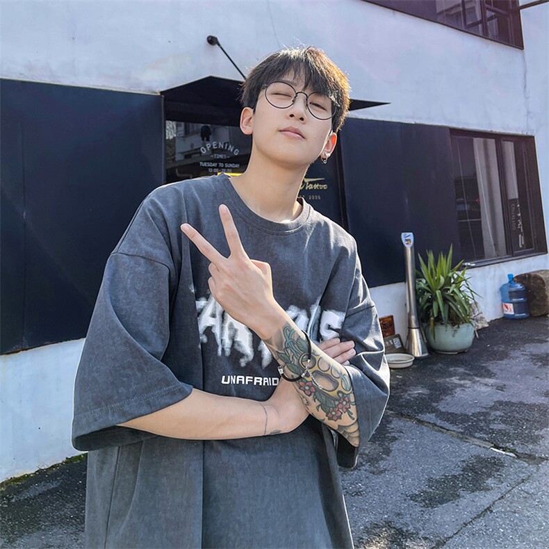 B266-6601-P30控4823夏季新款重磅纯棉港风宽松休闲T恤短袖,男装T恤,星座B257-1