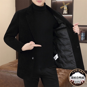 新标90白鸭绒 有男士羽绒服金貂绒毛呢大衣YR2511-P185图片