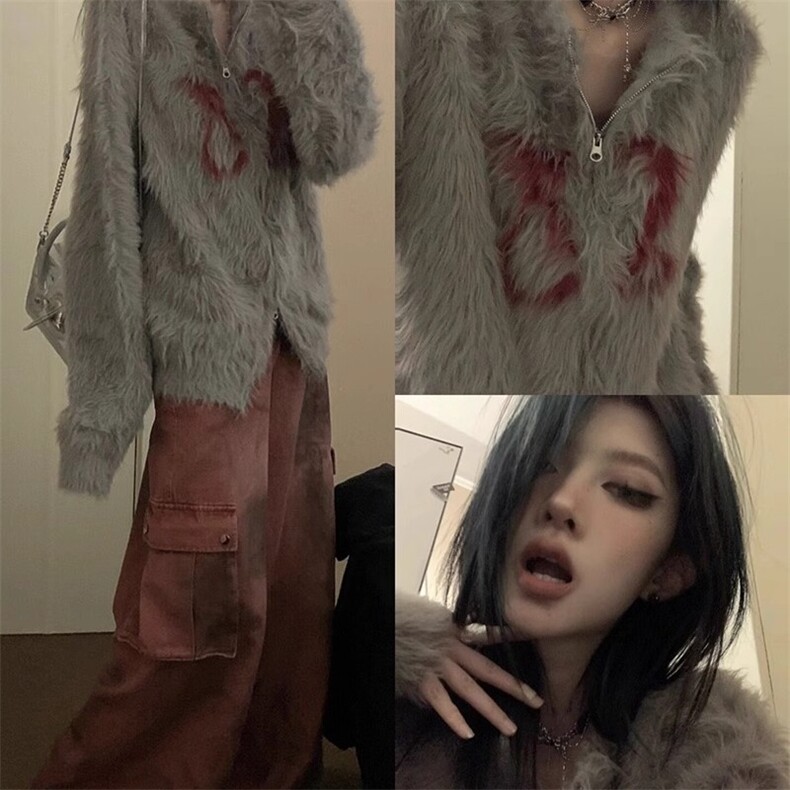 秋冬毛茸茸慵懒风开衫毛衣女新款慵懒风软糯糯针织衫LMY9533-P60,男装针织衫/毛衣,星座1008