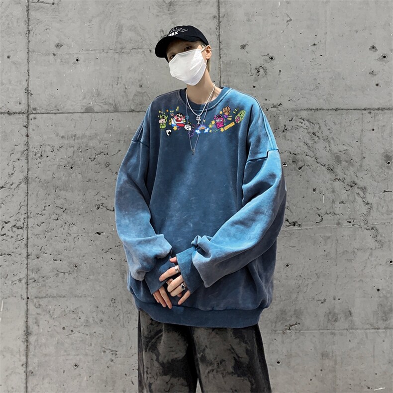 美式潮牌重磅水洗做旧圆领卫衣力推大码男XZ517A-BK5558-P58,男装卫衣,星座517A