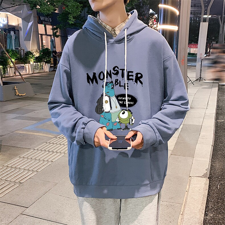 WY2074-P35加绒款-P40纯棉连帽卫衣男大码运动帽衫宽松薄外套男,男装卫衣,电商A040