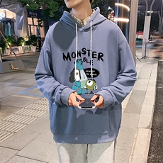 WY2074-P35加绒款-P40纯棉连帽卫衣男大码运动帽衫宽松薄外套男，男装卫衣，电商A040