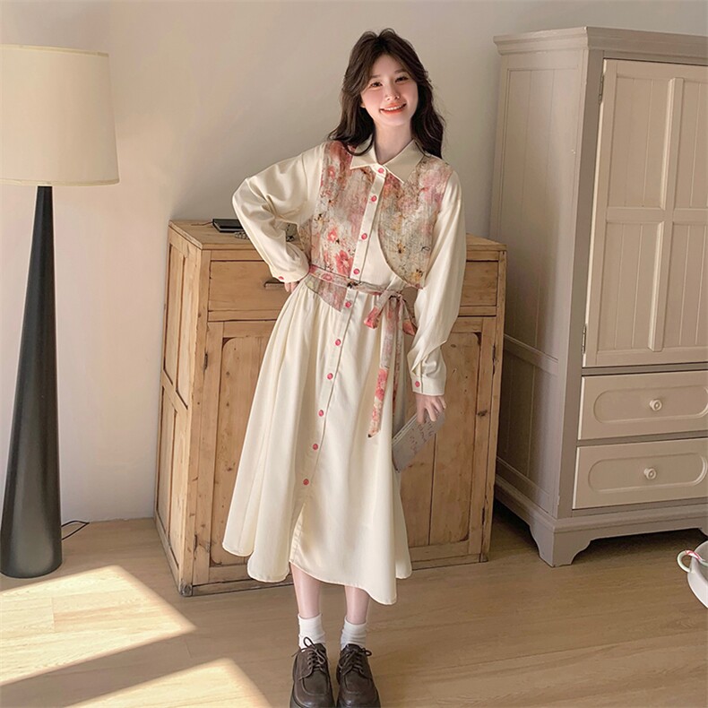 春现轻风印花瘦腰显瘦连衣裙B190-5011-P140-K198,女装连衣裙,2B190