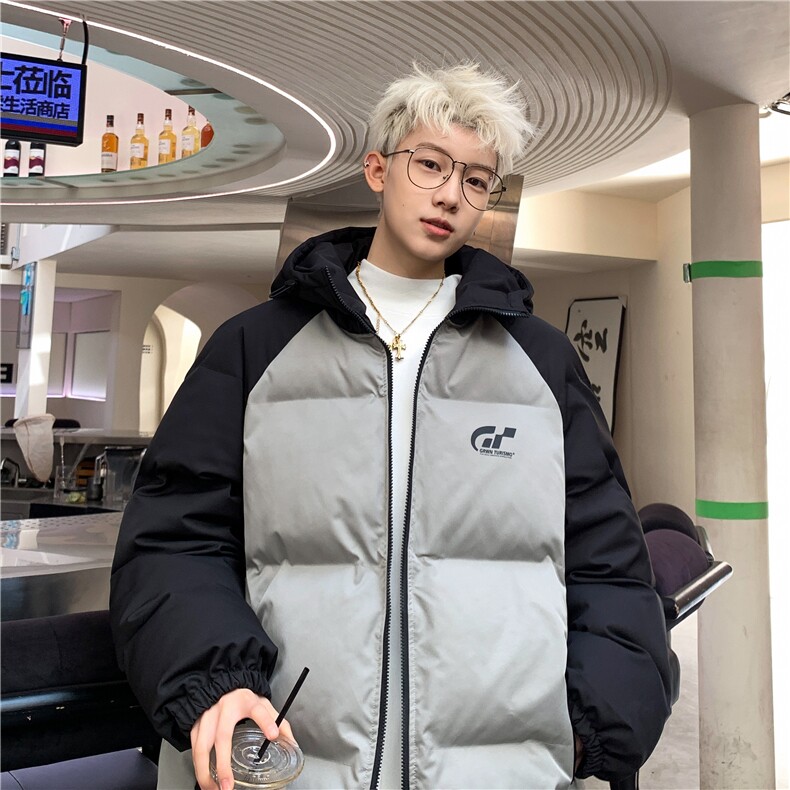 数据款冬季撞色插肩袖连帽面包服棉衣XMY2313-P105控148抖音控168,男装棉衣,电商B370