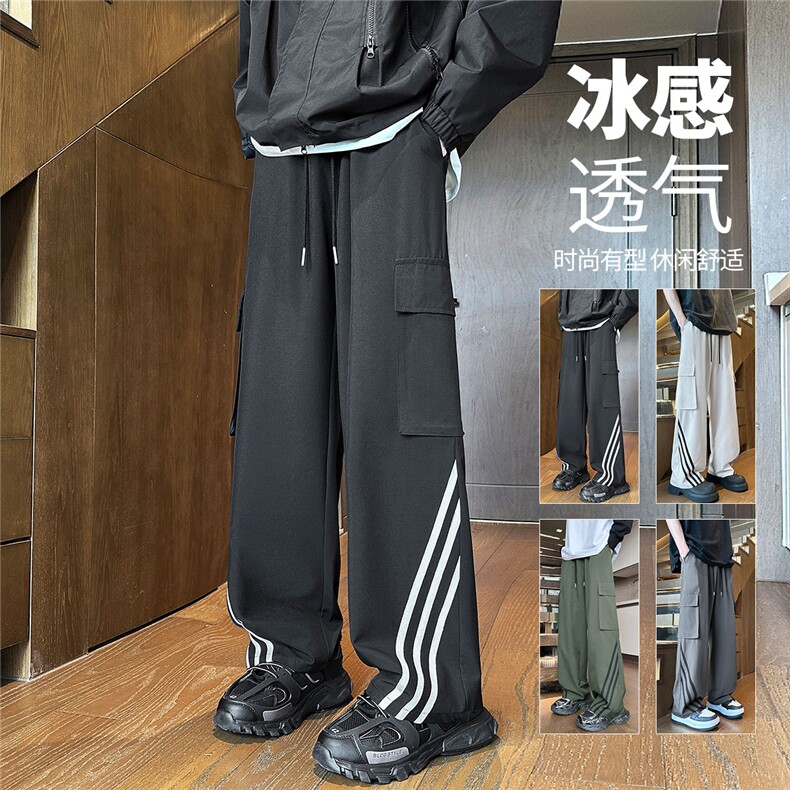 YK129 特P32 控59 品质保障 秋装垂感侧边织带舒适工装口袋休闲裤图片