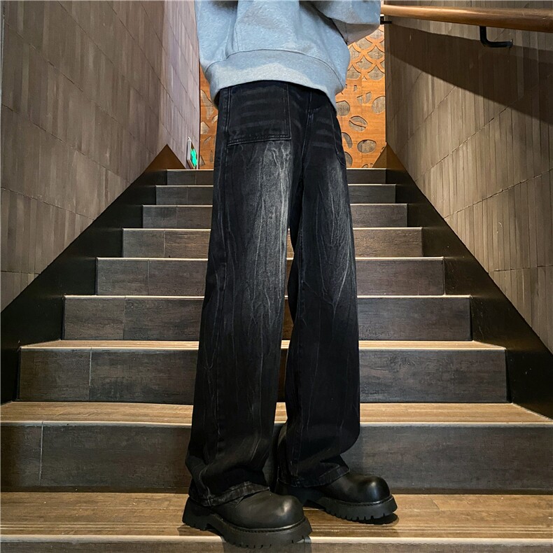 2025秋季新款美式高街水洗做旧直筒牛仔裤B315-K24328-p65控88,男装牛仔裤,电商B315