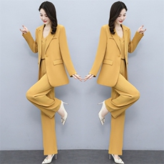 2023春秋季新款女装时尚休闲气质高级感西装阔腿裤百搭三件套，女装套装/套裙，然然