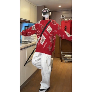 氛围感吉祥喜庆感针织衫毛衣福字喜庆风格随搭时尚毛衣HY694TP50图片
