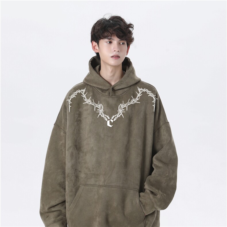 抖音品质秋季新款美式潮流印花麂皮绒连帽卫衣wljp200-特45控79,男装卫衣,星座605(原A050)