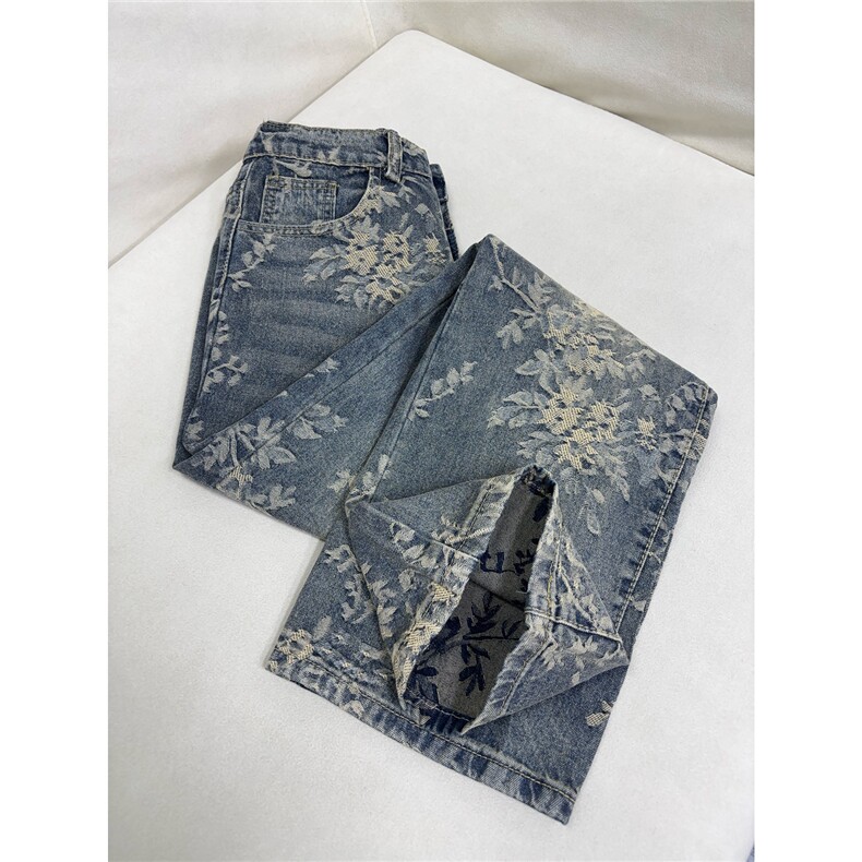 B221美式ins高街宽松提花微喇牛仔裤LK25582-特P45控78图片