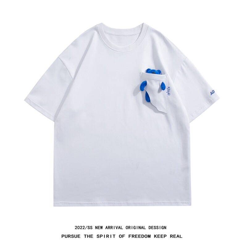 1港风情侣大码M-5XL中性风网红小熊短袖T恤男白底DT7745P55控68，男装T恤，星座226-2