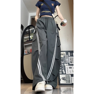 休闲风宽松男女同款垂感长裤韩系慵懒阔腿休闲裤K755TP48控78图片