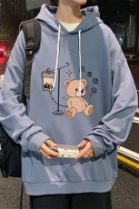 WY2194-P35加绒款-P40纯棉连帽卫衣男大码运动帽衫宽松薄外套男，男装卫衣，电商A040