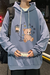 WY2194-P35 加绒款-P40 纯棉连帽卫衣男大码运动帽衫宽松薄外套男图片
