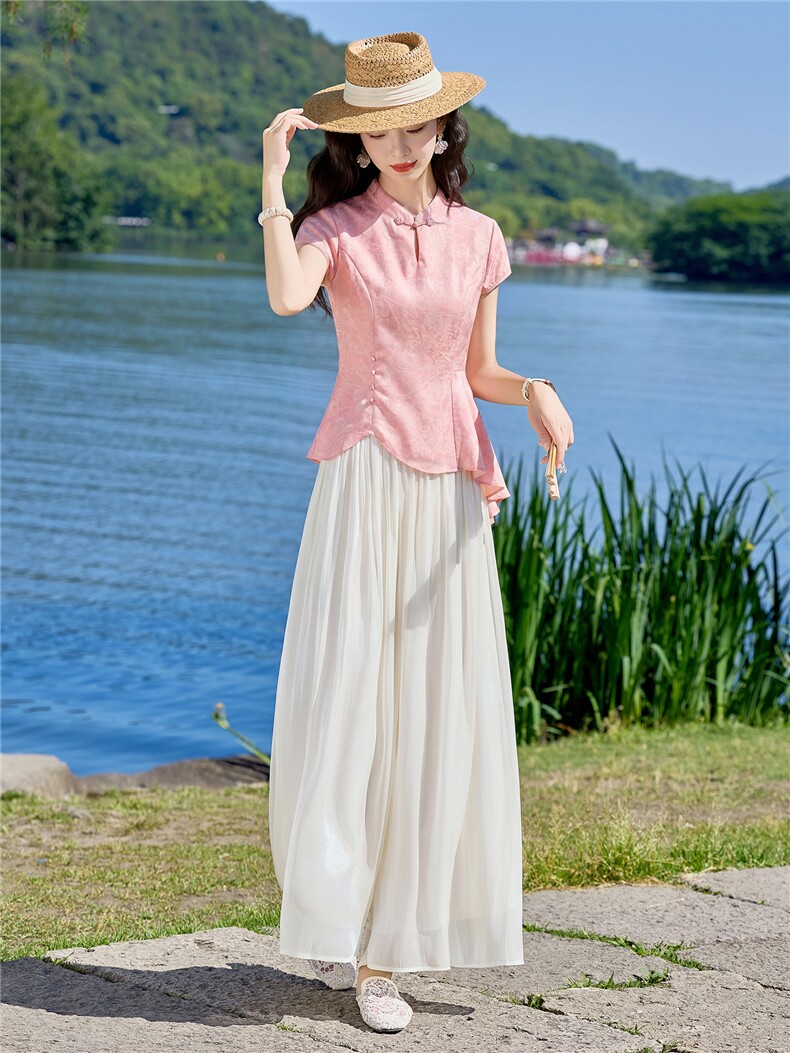 新中式时尚套装女2026夏气质上衣休闲裤两件套,女装套装/套裙,众宇琦