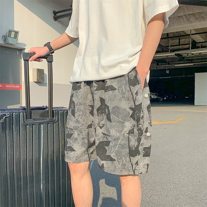 现货男装夏款休闲迷彩短裤松紧腰抽绳直筒运动裤D201-DM277-P30,男装牛仔裤,电商D321-1