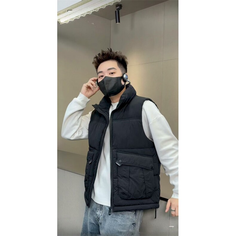 秋冬季新款立体口袋纯色小标拉链棉马甲坎肩休闲313B-0823-P60,男装背心/马甲,星座313B