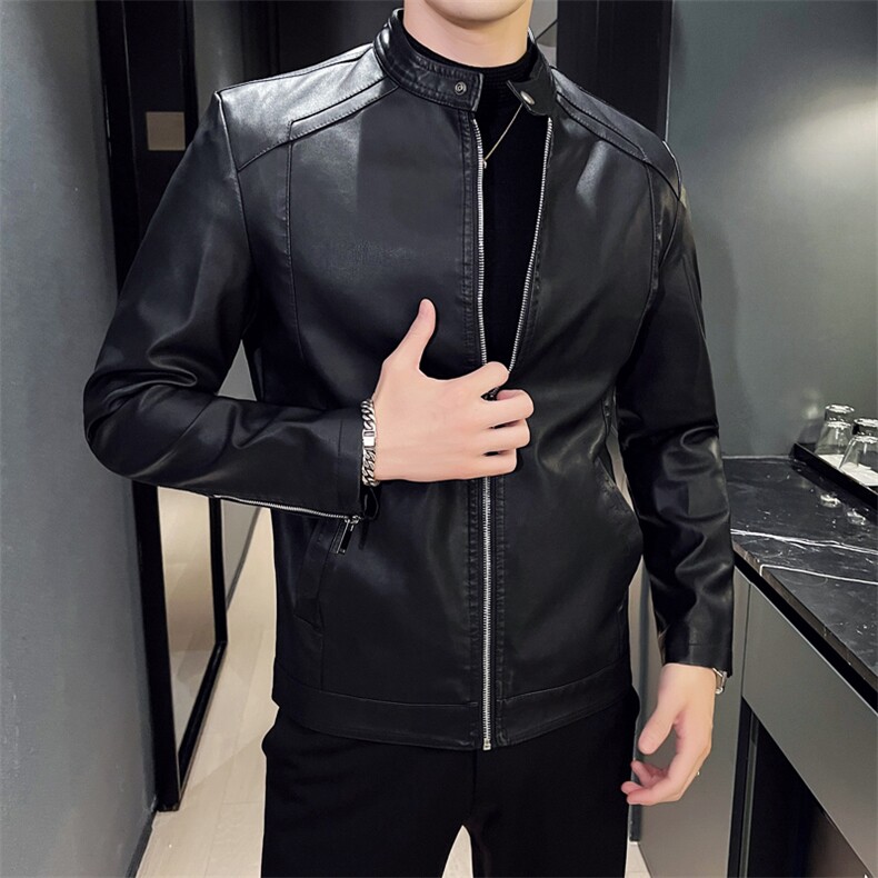 2024秋冬皮衣夹克修身立领PU皮衣外套男py5603-p88,男装皮衣,电商D303