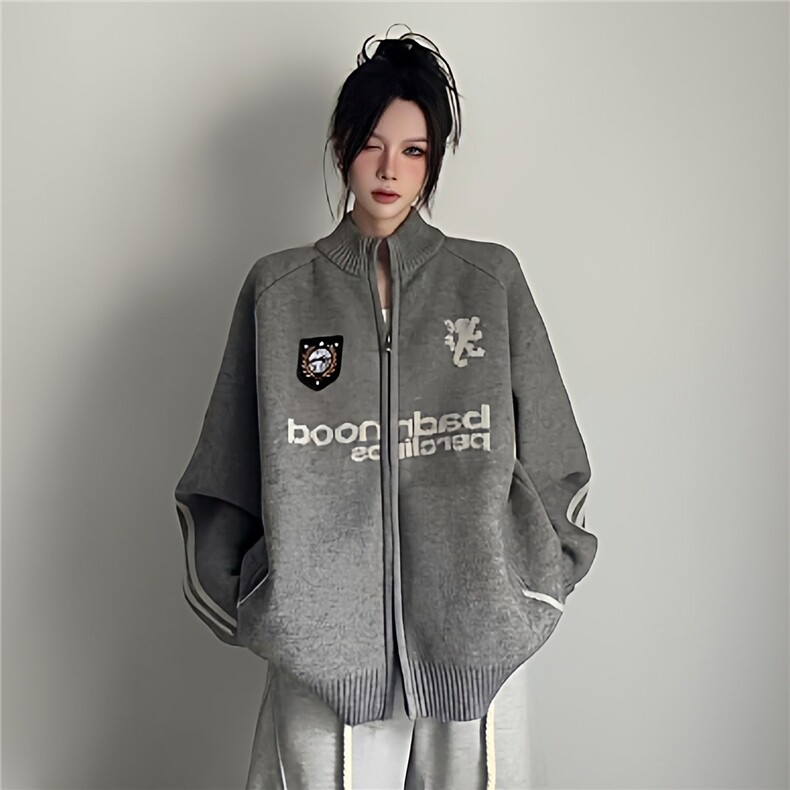 英伦风高领毛衣男美式字母双拉链开衫罗纹肌理针织衫MY77P69,男装针织衫/毛衣,星座1013-5