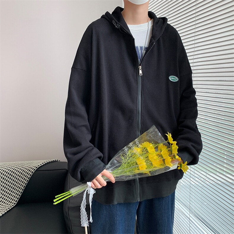 男夹克青少年春季连帽华夫格开衫外套J09P35,男装夹克,星座1116-2
