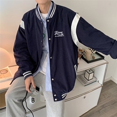 字母刺绣华夫格棒球服外套男春秋款宽松男生休闲运动夹克JK668，男装夹克，星座1116A-1（原606A）