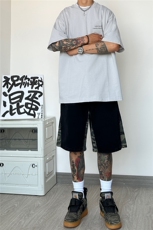 抖音品质潮流直筒短裤迷彩拼接牛仔裤五分裤B315-K23257-p45控58，男装牛仔裤，电商B315