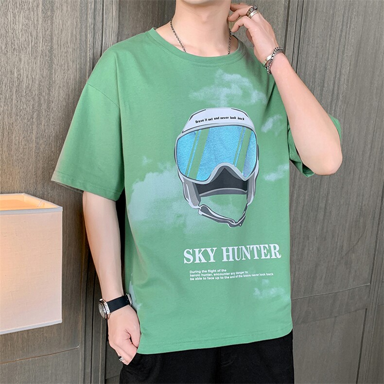 短袖T恤店主风男士纯色破领纯棉手感上衣舒适TC3094-P25,男装T恤,星座717