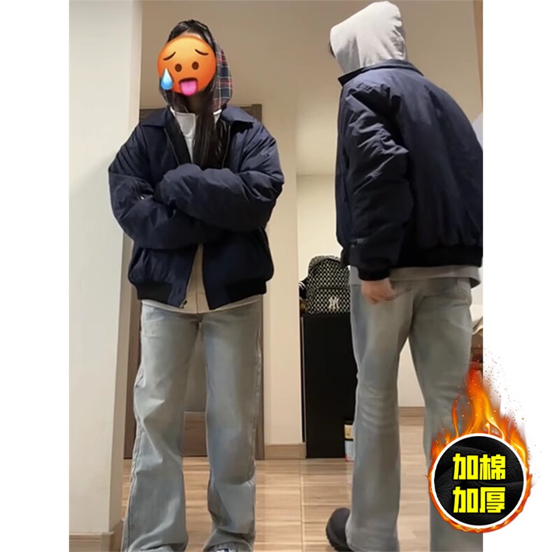 现货秋冬季美拉德立领飞行立领夹克boxy棉衣美式高街加厚加棉外套,男装夹克,电商A486-1