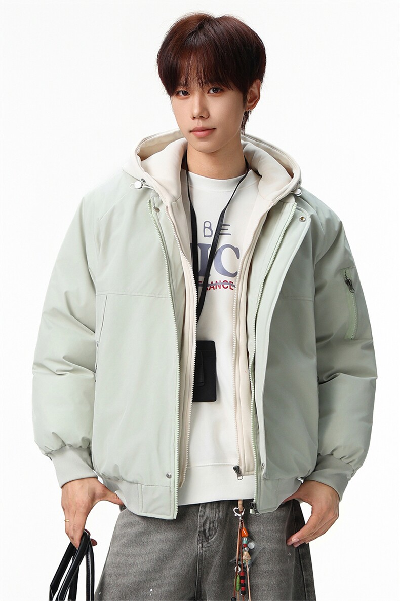 新款冬季大码羽绒棉服棉袄连帽假两件韩版宽松外套A436-2583-P95,男装棉衣,电商A436