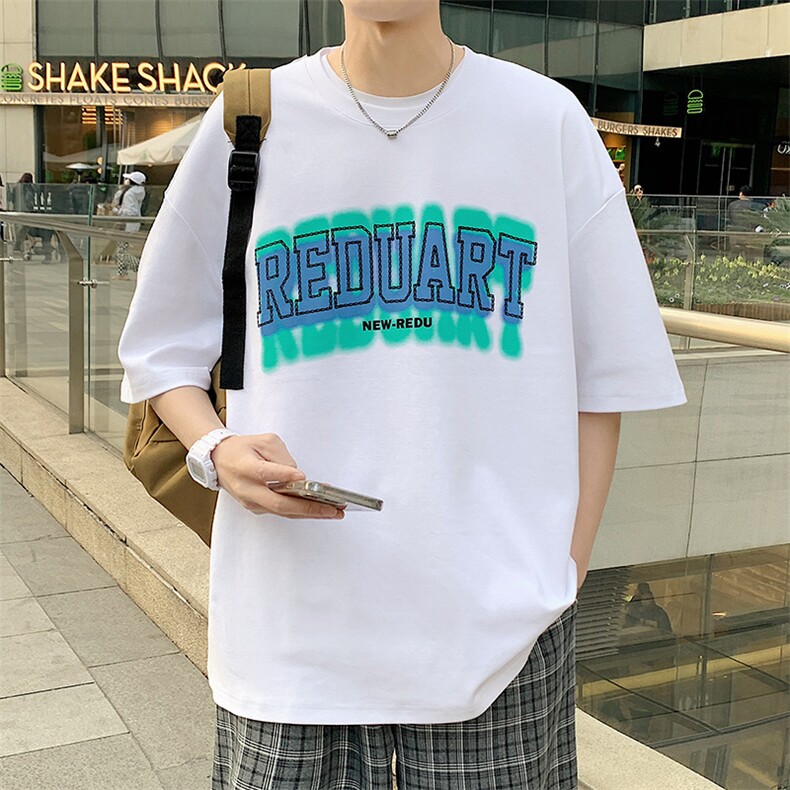 得物抖音40支双纱高品质运动半袖印花纯棉短袖T恤男女T7196-P40,男装T恤,电商A441-1