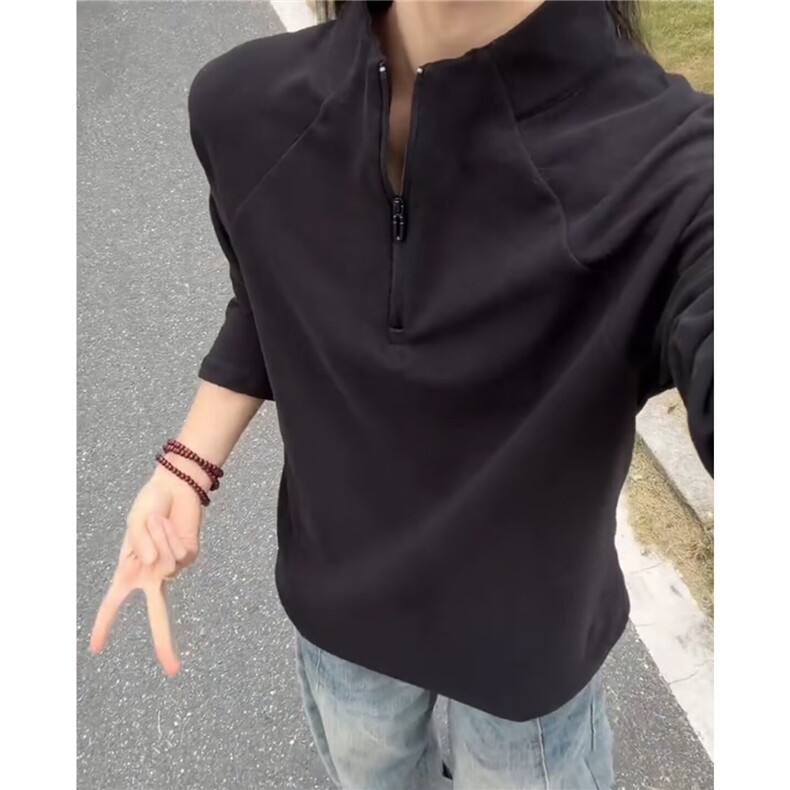 双面绒保暖德绒打底衫秋冬新款立领拉链长袖学生纯色长袖男女卫衣,男装T恤,星座506A