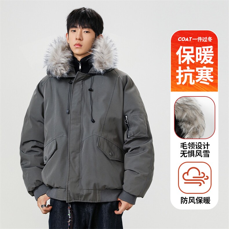美式毛领派克棉服男冬季加厚工装棉衣情侣外套M060-P110 迷彩P115图片