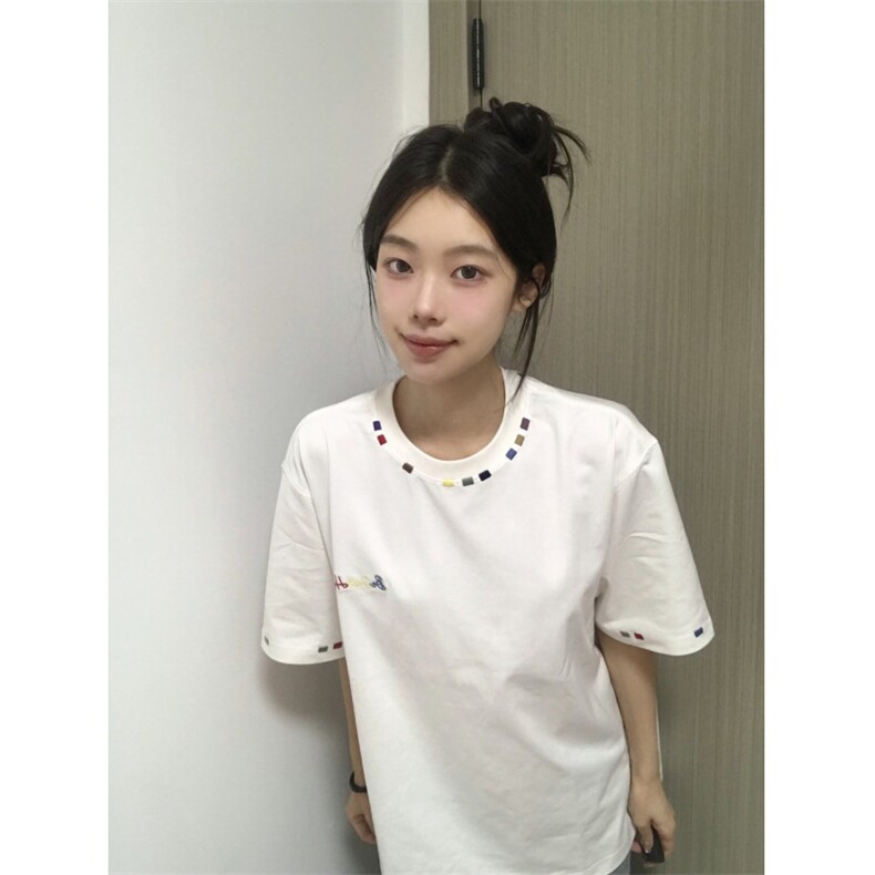 BK910CC-特P28彩虹刺绣重磅短袖T恤男女,男装T恤,星座1007（原301D）