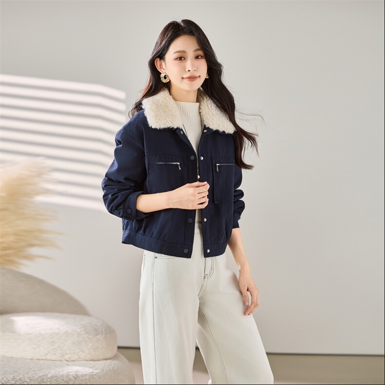 2025秋冬装新款加绒加厚短款外套,女装棉衣/棉服,梦芯尔