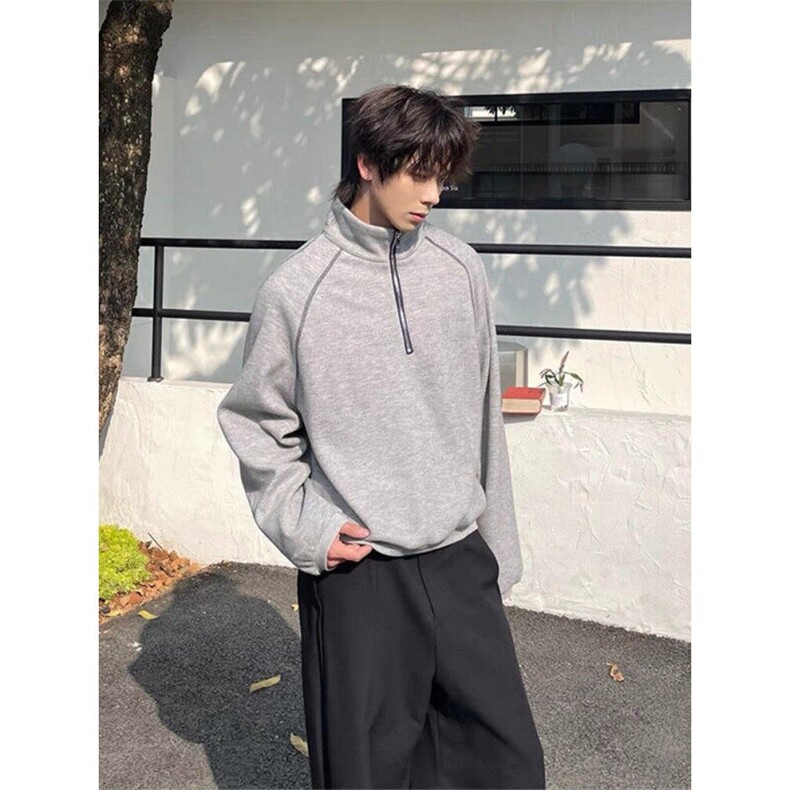 复古面料带纹理重磅高质量肌理半拉链卫衣ZW0115-P55,男装卫衣,星座313A(原308A-2)