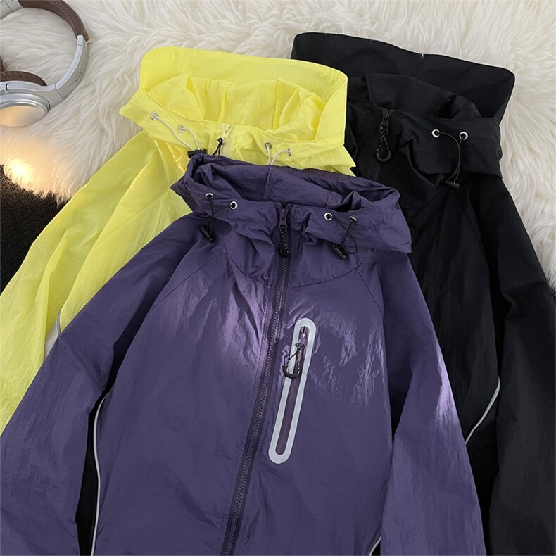 2024年夏季新款港风日系复古冰丝邹真抽绳连帽防晒衣男FS111-P50，男装防晒衣，星座313A(原308A-2)