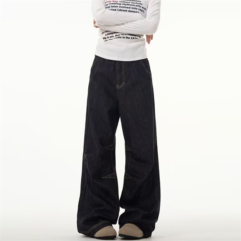 街头vibe风长裤子直筒宽松欧美高街牛仔长裤-NZ9168-网络图图片