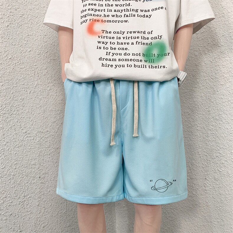 HD74238-P22华夫格短裤男大码宽松五分裤男直筒中裤,男装休闲裤,电商A040