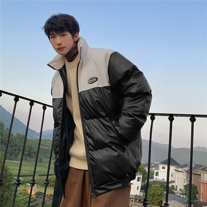 pu皮拼接面包服棉服情侣冬季加厚棉衣加厚外套MY266-P115控158,男装棉衣,电商B370