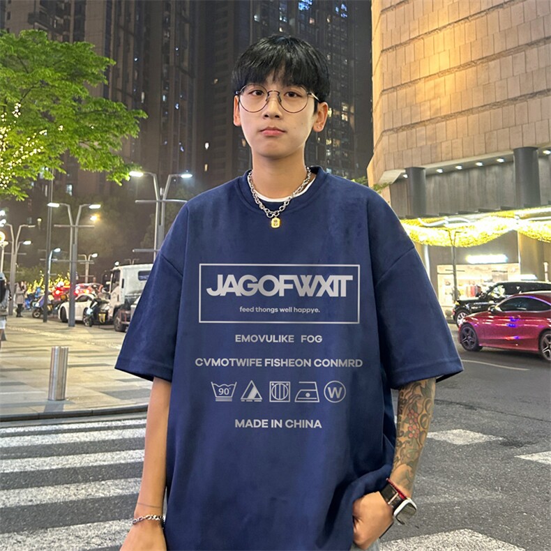 量大优供视频重磅麂皮绒短袖t恤男JT517-特p19,男装T恤,电商B371