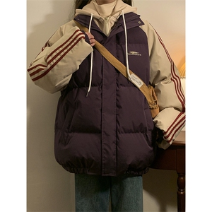 冬季新款韩版假两件宽松大码加厚棉衣外套XZ102B-1-M6636P125图片