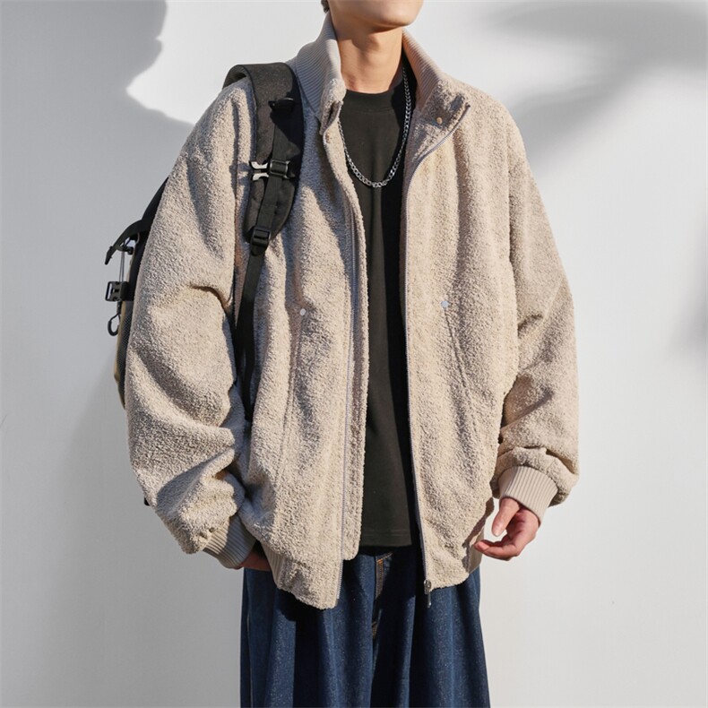 JK8873-P90L-9XL秋冬新款大码毛绒立领重磅夹克外套控168,男装夹克,星座109